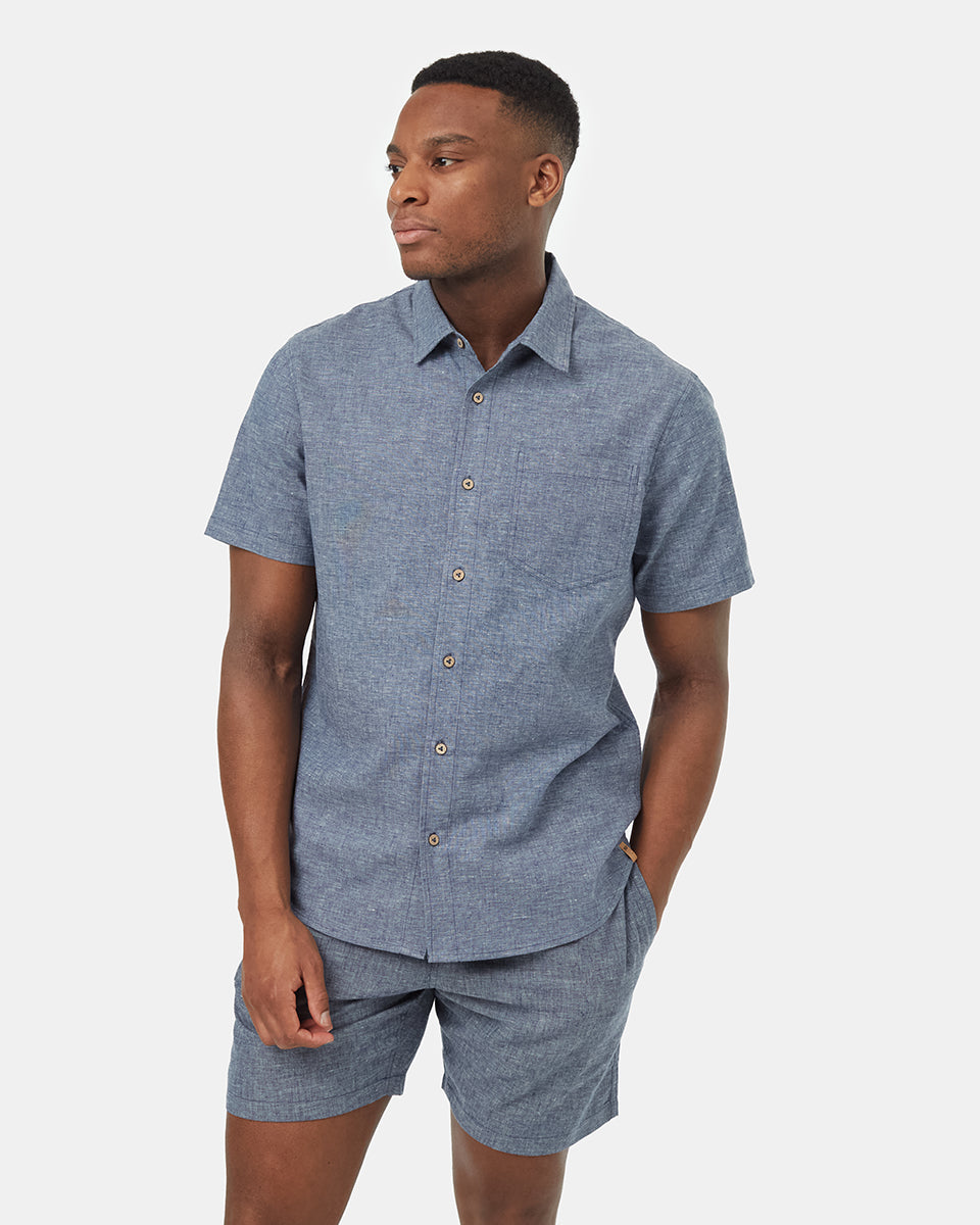 Mens Hemp Short Sleeve Button Up Shirts