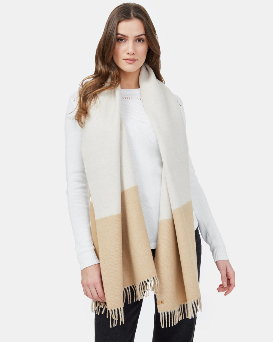 Women's Woven Cashmere Shawl Heather Beige Brown