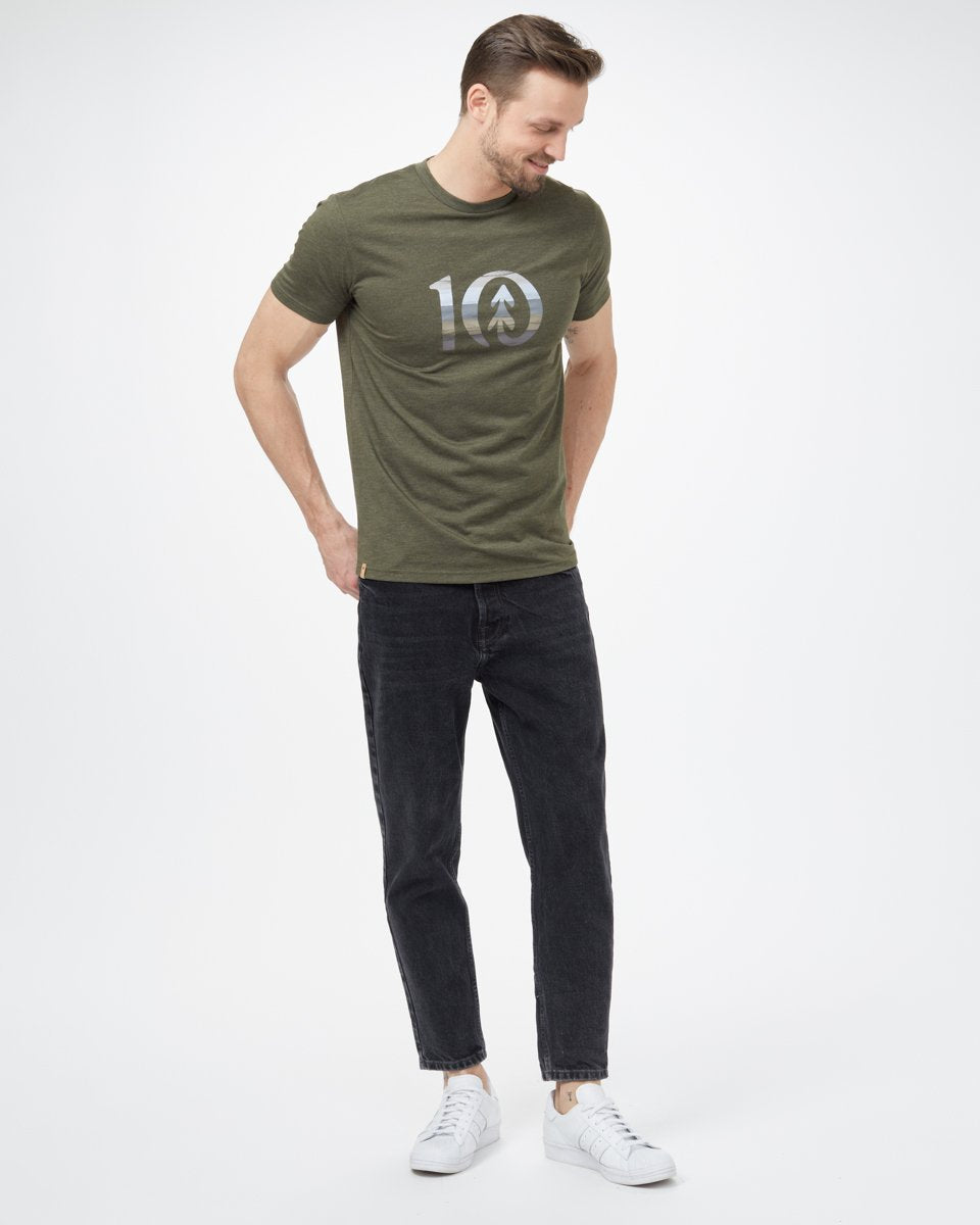 Mens Spruce Stripe Ten T-Shirt | Recycled Polyester