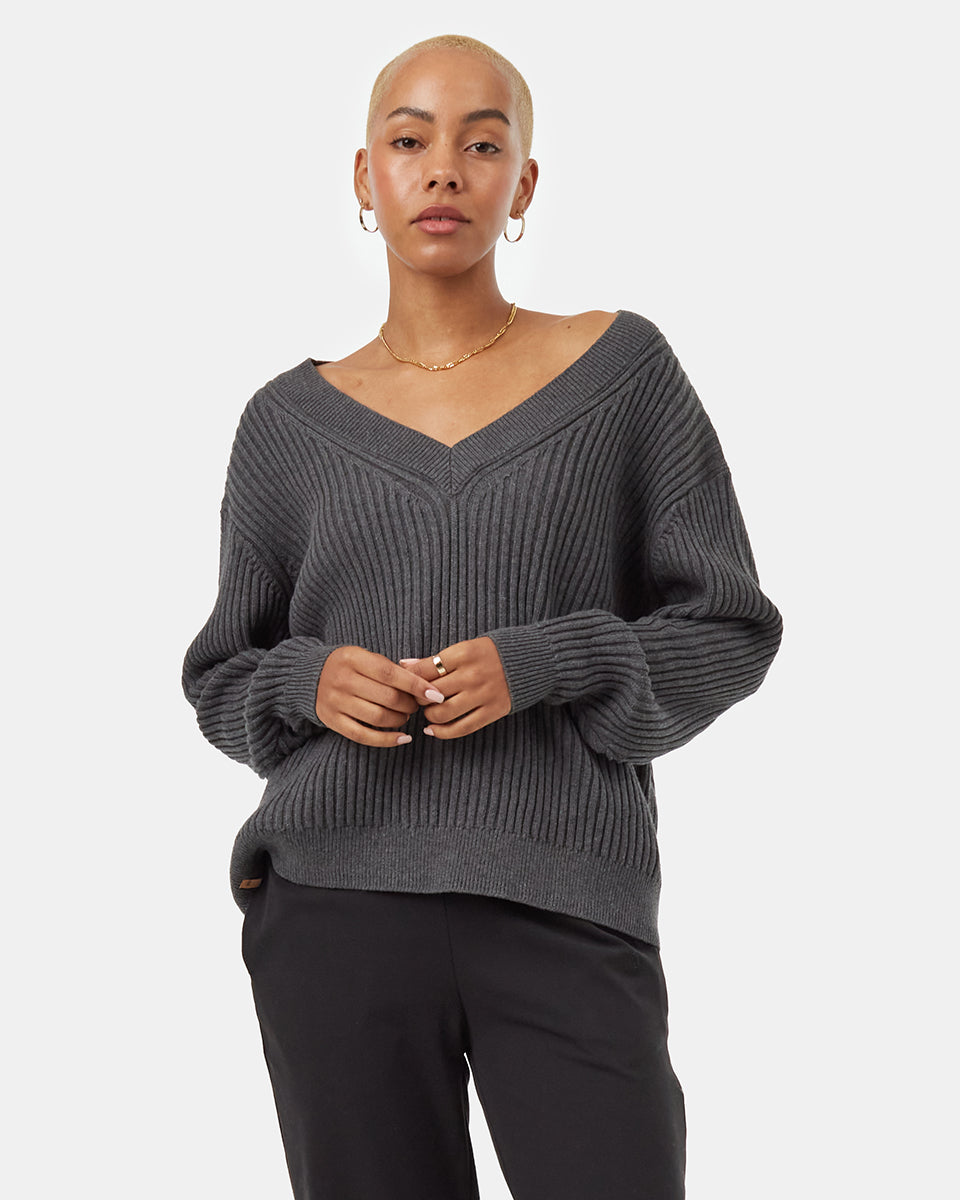 Womens Highline Deep V Sweater | Organic Cotton