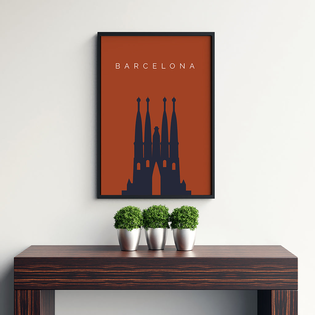 Barcelona Sagrada Familia Minimalistic Poster | Printers Mews