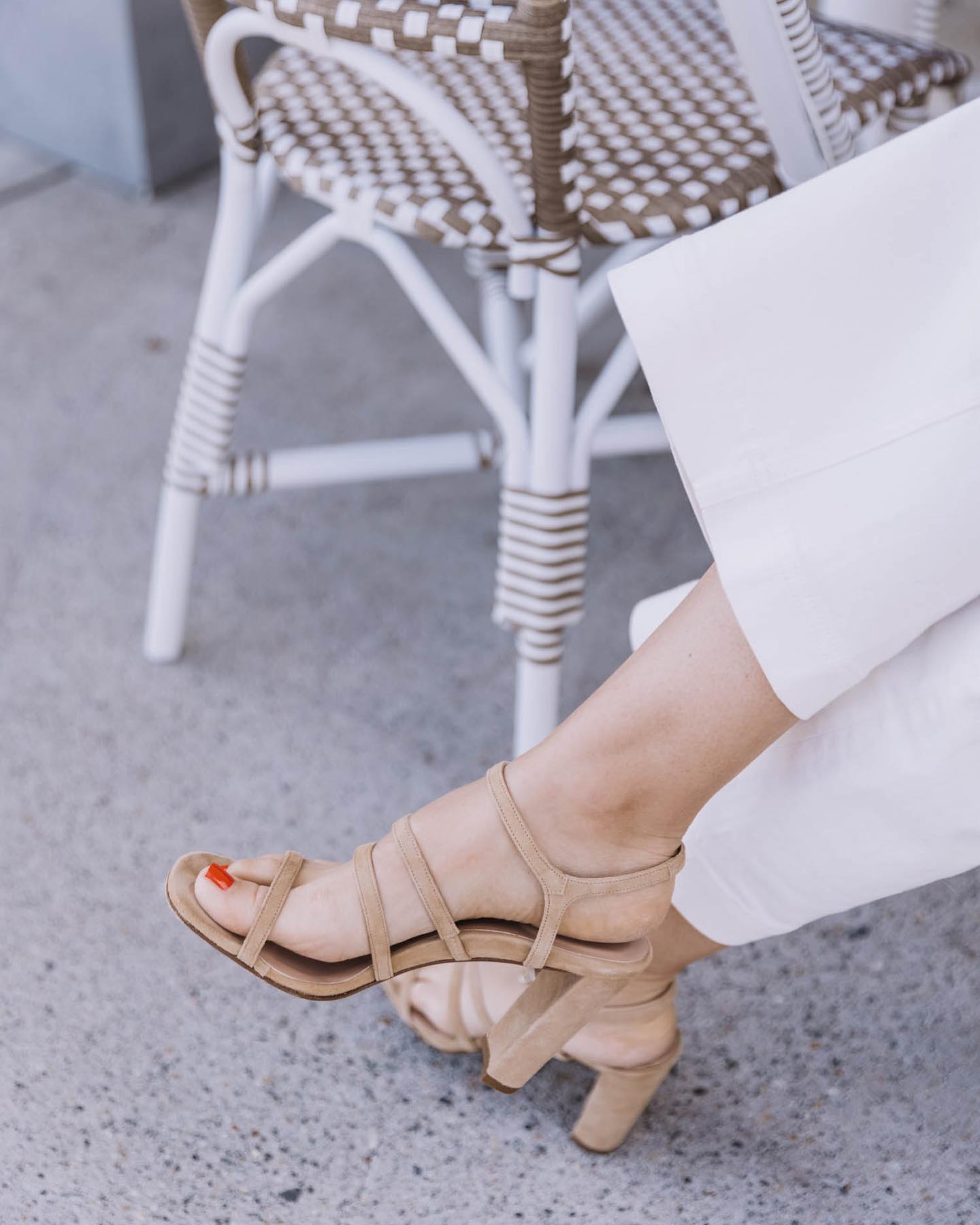 This style is such a great neutral and goes with so much. Love the strappy suede and slightly chunky heel.