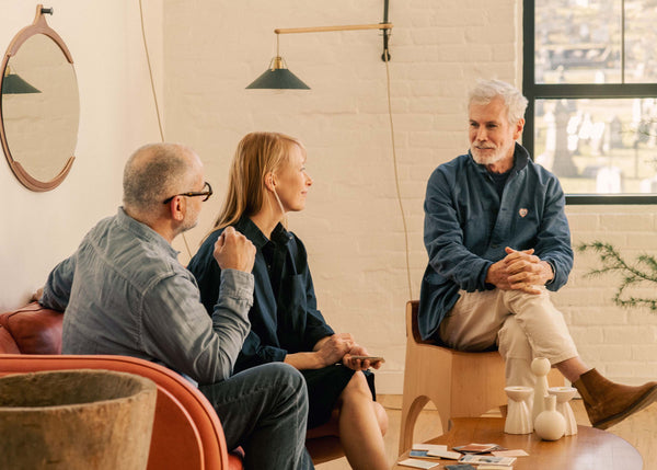 Robert Ogden, Natalie Page, and David Mullen in Lostine Showroom