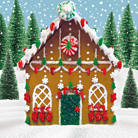 2023's best-selling gingerbread house kit made with Bakery Bling's Candy Cane Cottage Designer Gingerbread House purchased at Hobby Lobby