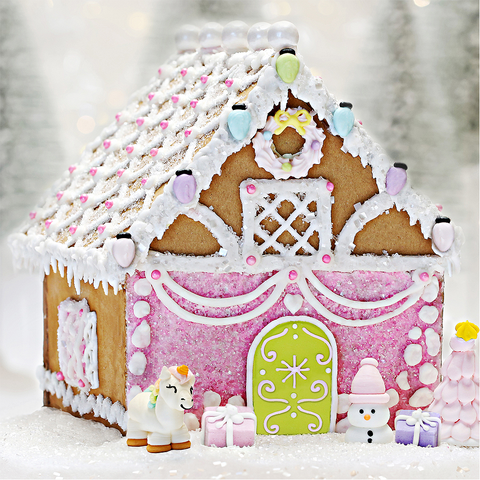 Magical Merryland Unicorn Pastel Pink Gingerbread House Kit by Bakery Bling