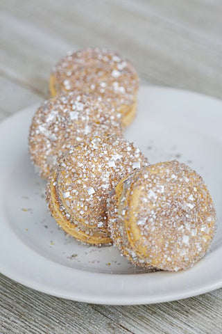 Silver Sparkling Macarons for Weddings and Bridal Showers with Bakery Bling Glittery Sugar Sprinkles