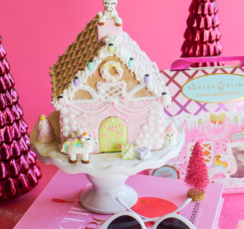 Unicorn Magical Merryland Pink Pastel Gingerbread House Decorating Kit by Bakery Bling