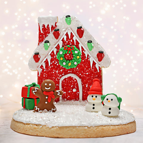 Red Cookie House Sugar Cookie Decorating Kit Designer Cookie Kit by Bakery Bling for Christmas Edible Glitter Sugar Sprinkles