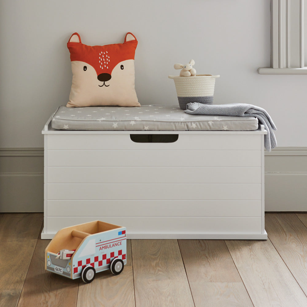 Large classic toy box in nursery