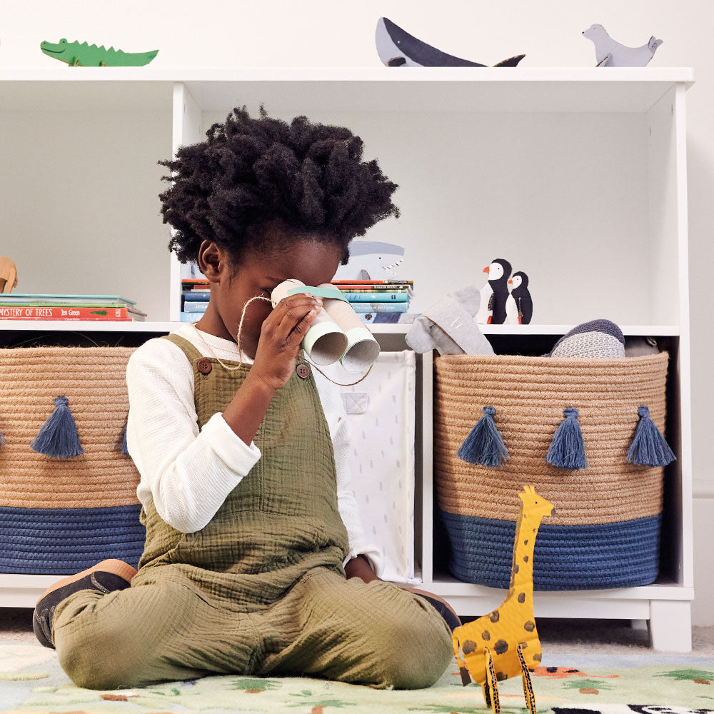 Boy using binoculars Earth day craft