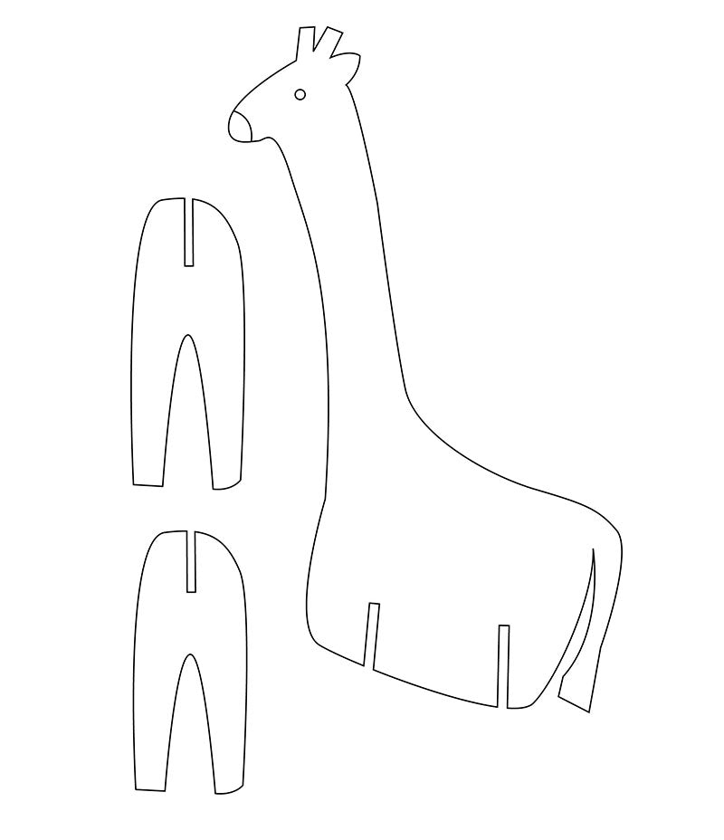 Giraffe, cardboard animals template