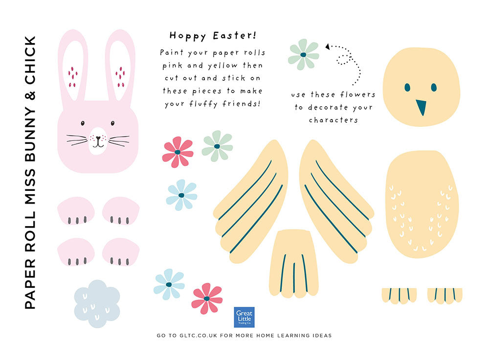 Chick and Easter bunny template for kids crafts