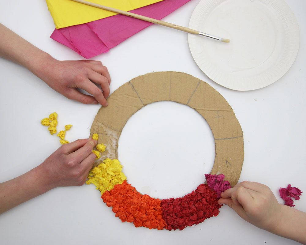 Kids Christmas Craft: Tissue Paper Wreath - Happiness is Homemade