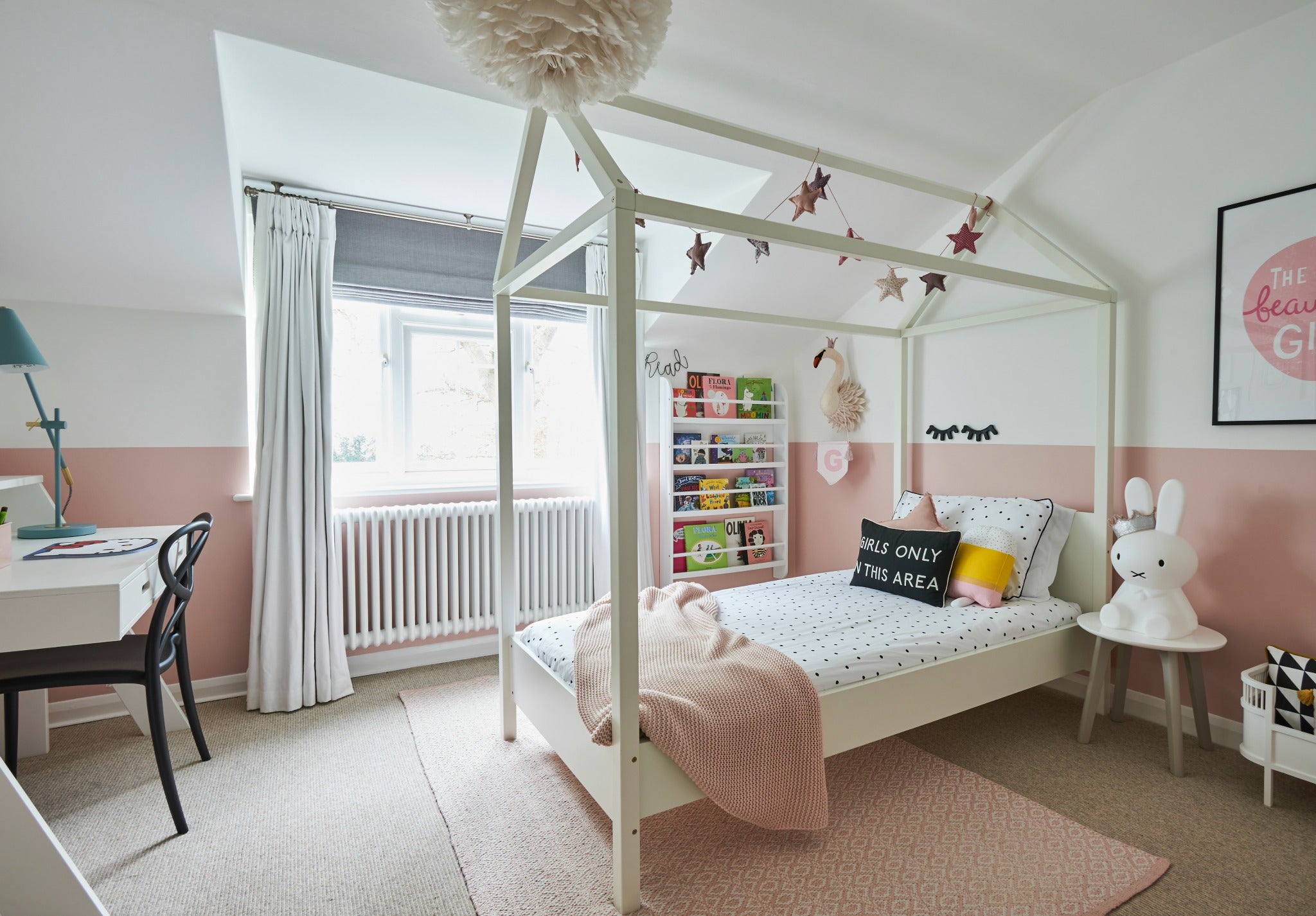 pink and grey girls bedroom