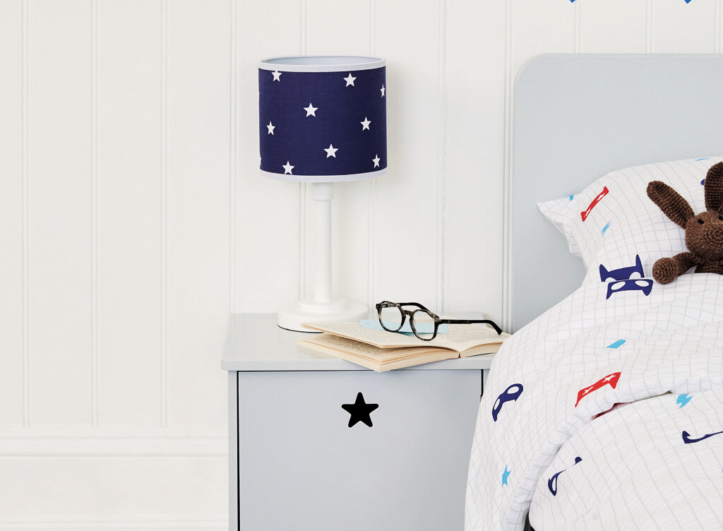 Navy stardust bedside table lamp