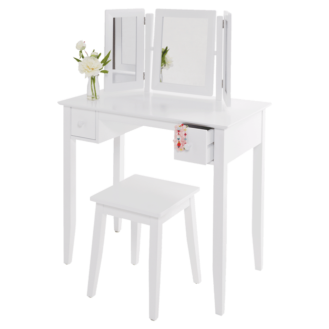 childrens white wooden dressing table