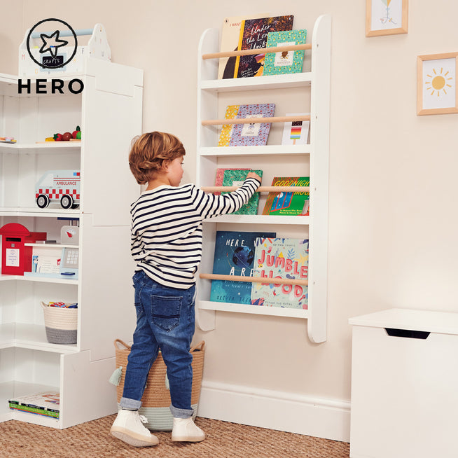 childrens white shelves