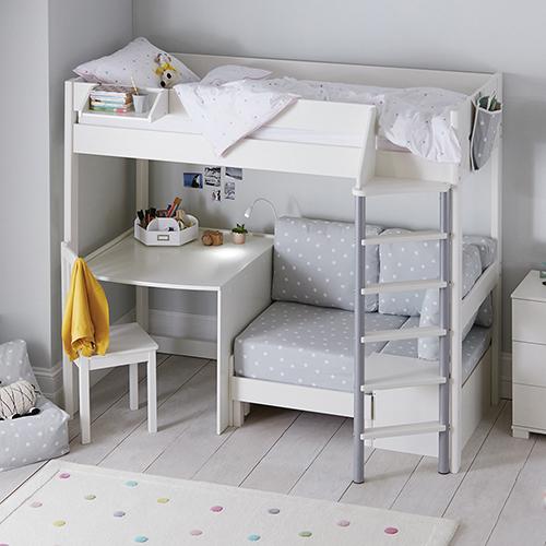 Merlin High Sleeper With Desk Grey Stardust Great Little