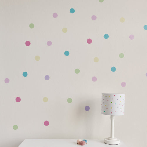 Confetti spot wall stickers with a confetti spot bedside lamp