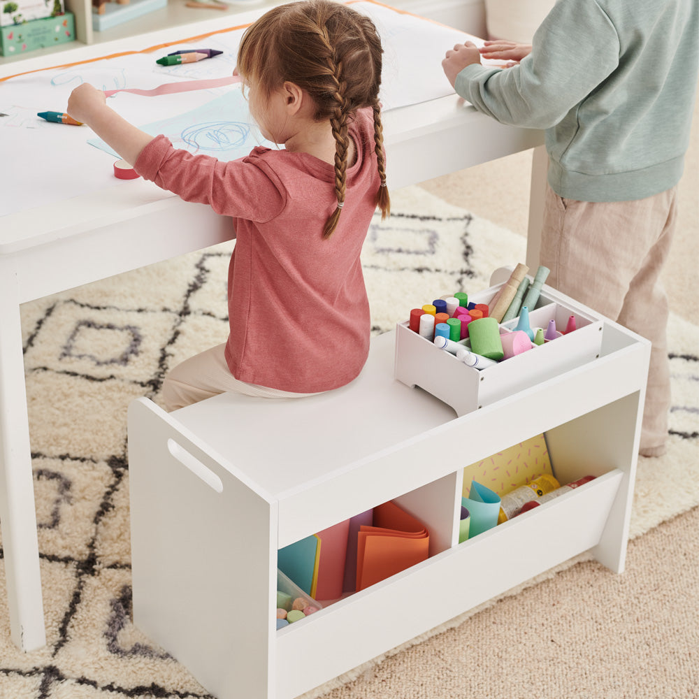 Toddler activity table sales with storage