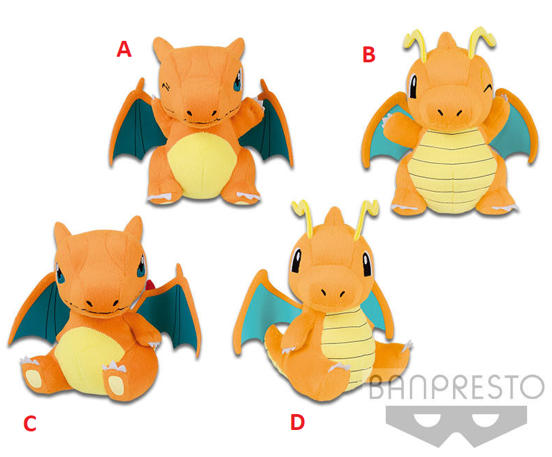 Pokemon Sun Moon Charizard Dragonite Round Plush