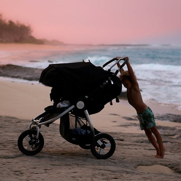 Bree Hannemann with Bumbleride Indie Twin Double Stroller in Hawaii North Shore