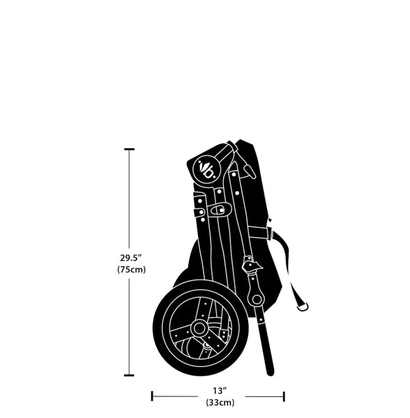 2021 Bumbleride Era Stroller Fold Dimensions Measurements Line Drawing Silhouette - Folded Side View