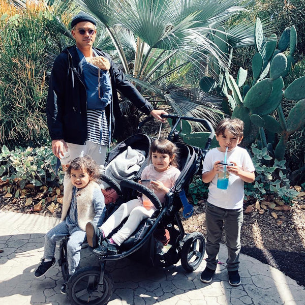 Kahana Kalama and Bumbleride Indie Twin Double Stroller in San Diego