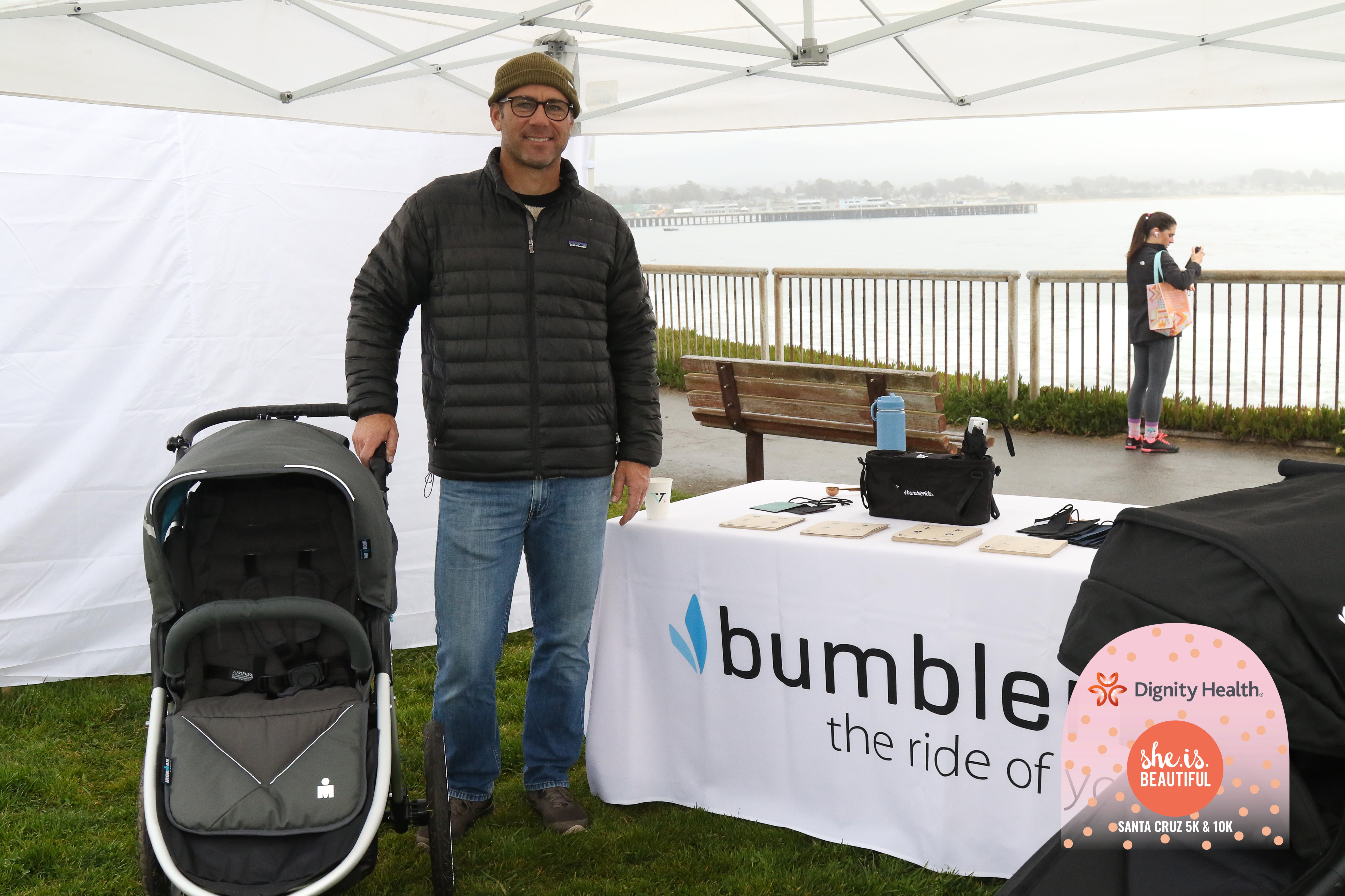 Picture of bumbleride founder Matt Reichardt at bumbleride booth at she is beautiful santa cruz