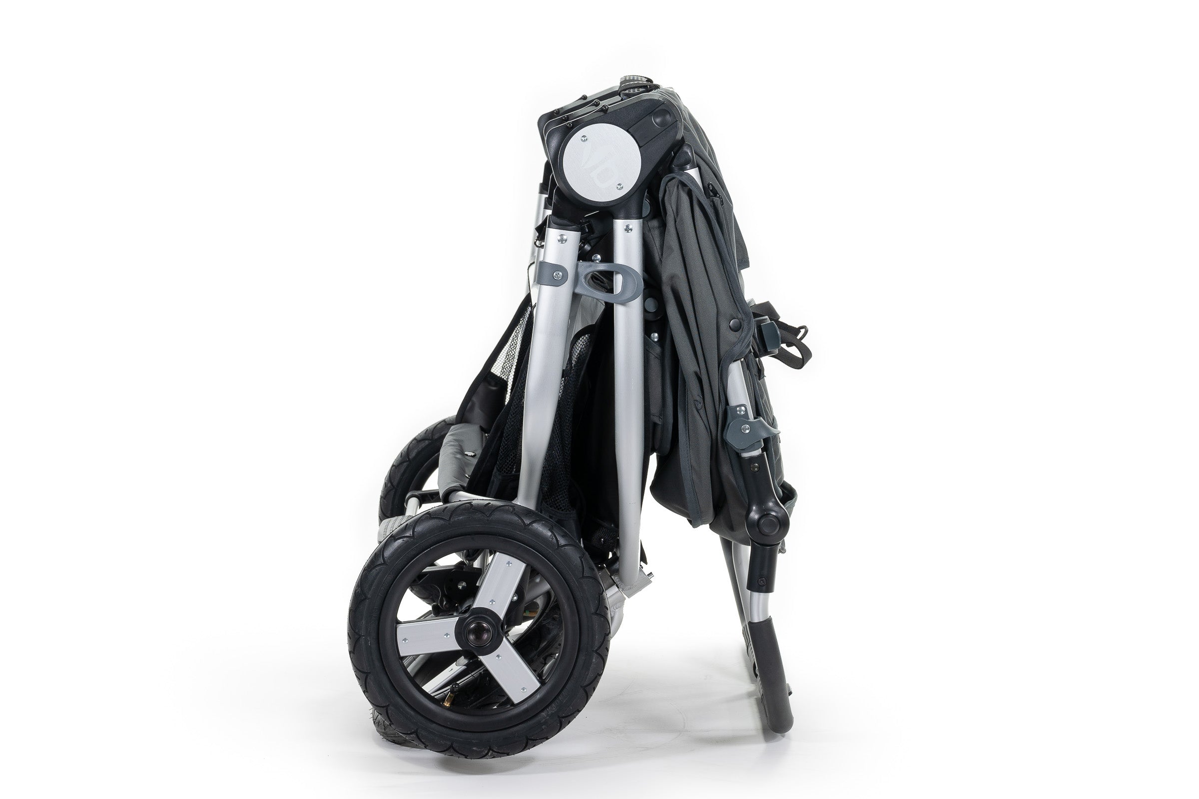 Picture of folded 2022 Bumbleride Indie Twin Double Stroller