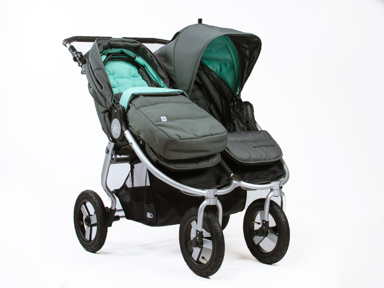 double stroller with footmuffs