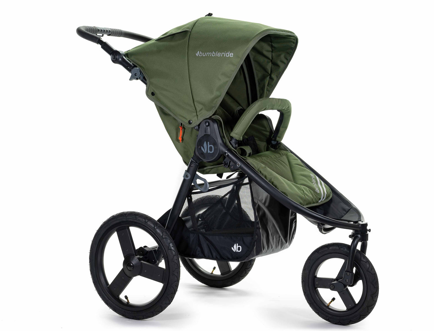 olive green car seat and stroller