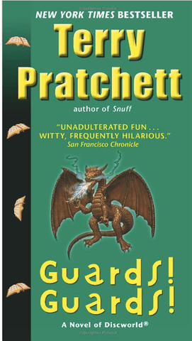 guards pratchett green book with dragon