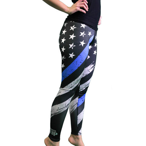 Proud Police Wife Thin Blue Line Flag Leggings