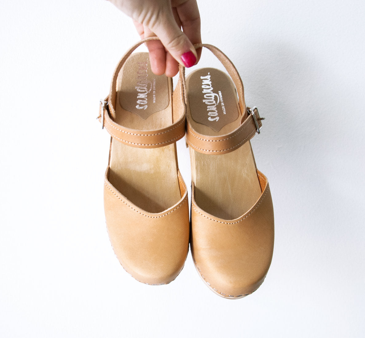 natural leather clogs