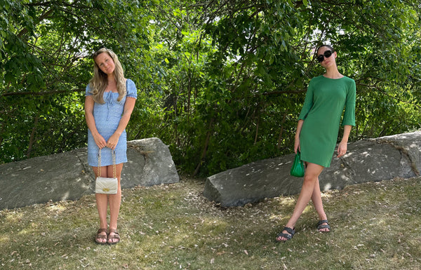 cork sandals with sundress