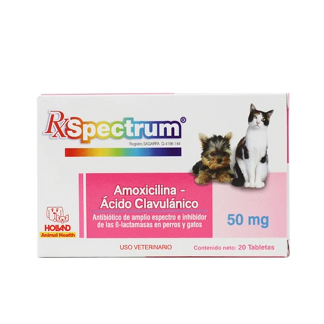 Spectrum Amoxicilina y Ácido Clavulánico 20 tabletas - Holland – Mister  Mascotas