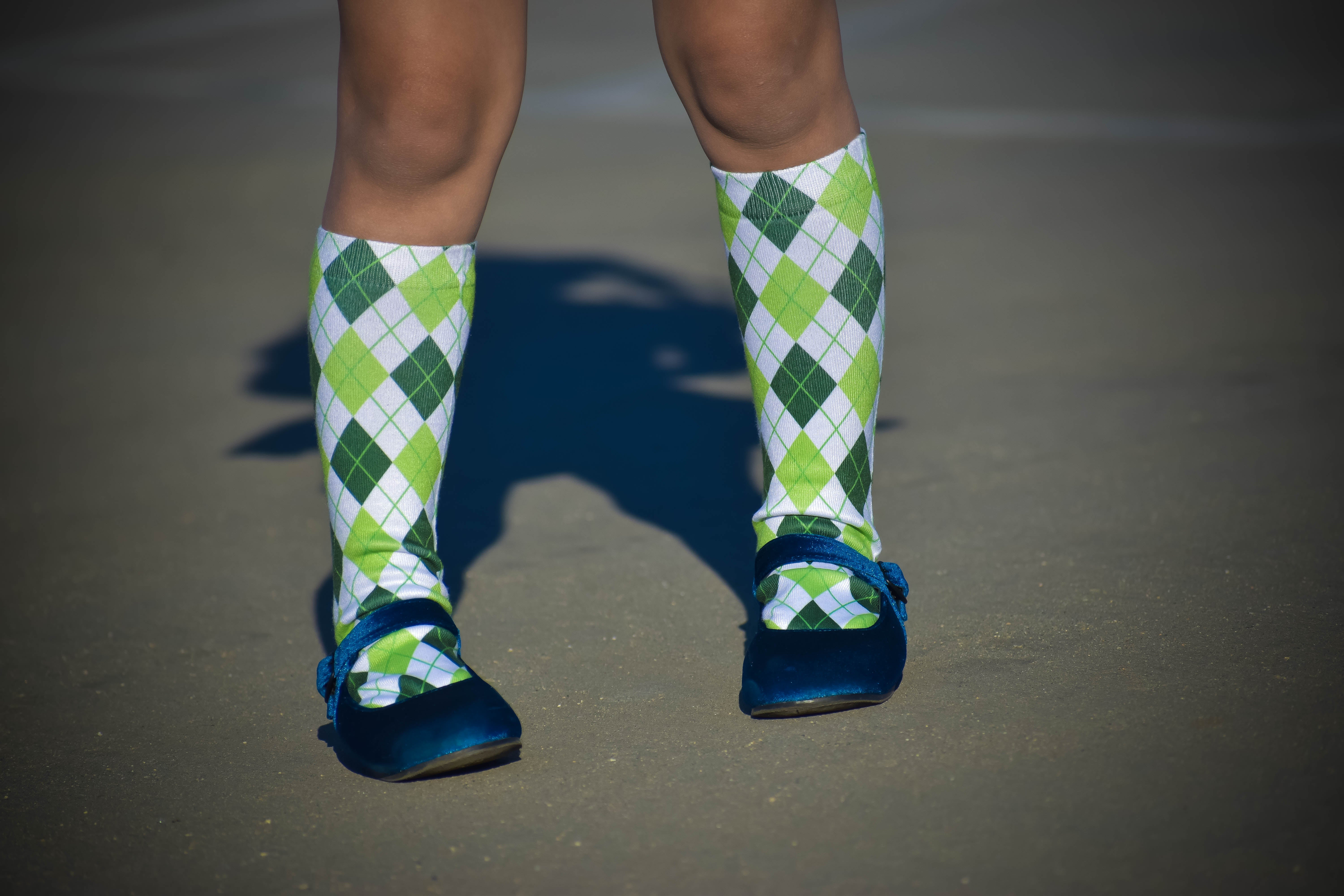 Green Argyle Socks, Hand Pressed to Order, Created Via Sublimation