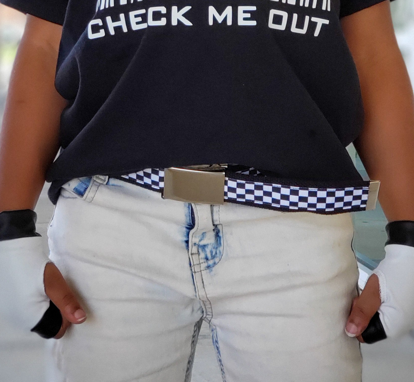 Black and White Checkered Belt, Handmade to Order