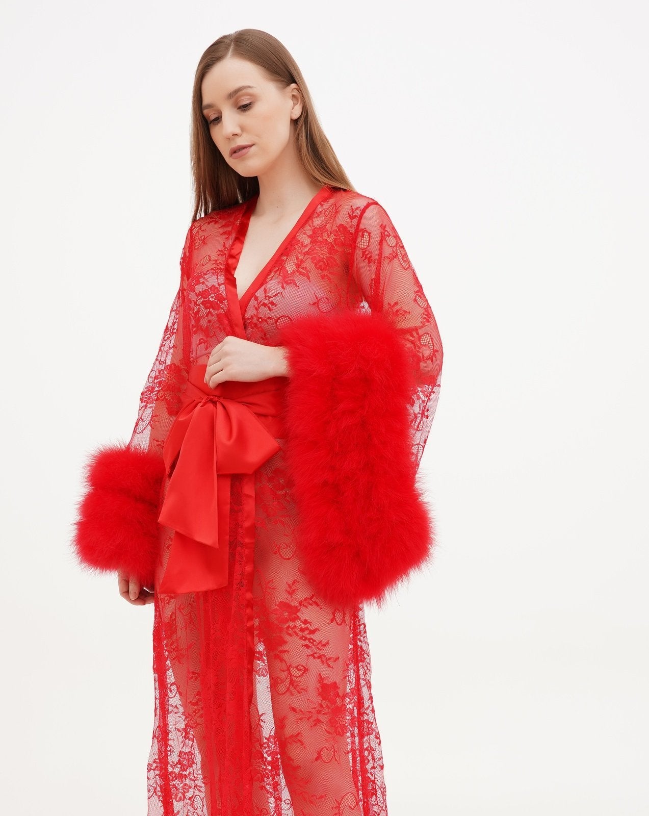 Long Lace Robe - Sheer Matinee Robe