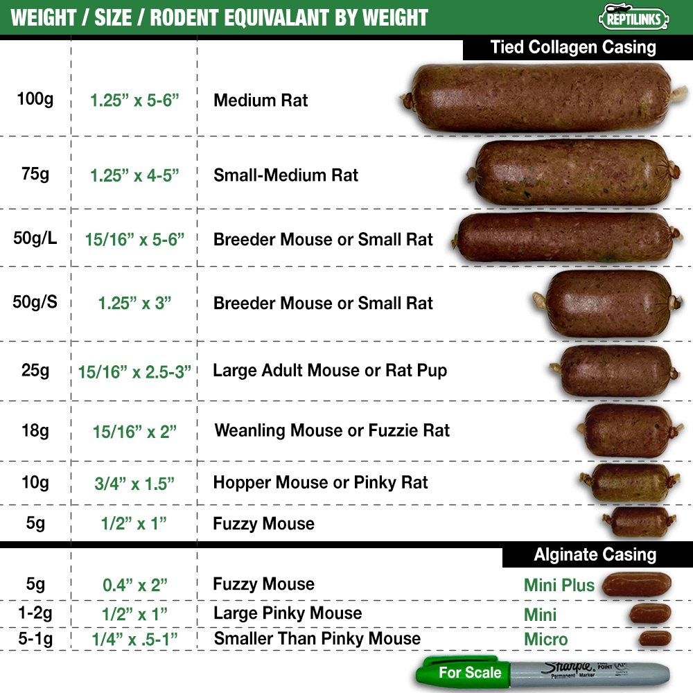 Reptilinks Sizing Chart Rodent Comparison