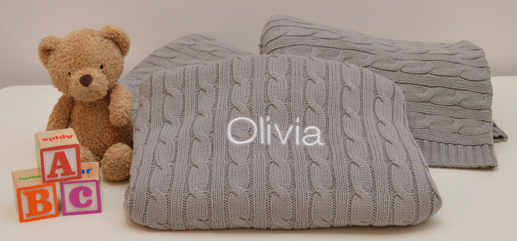 knitted personalised baby blankets