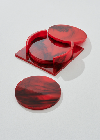 coaster set red resin aeyre home reliquia collective