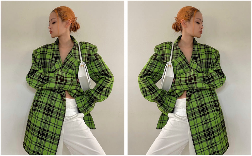 jamie nguyen samantha blazer green black check blanca reliquia collective