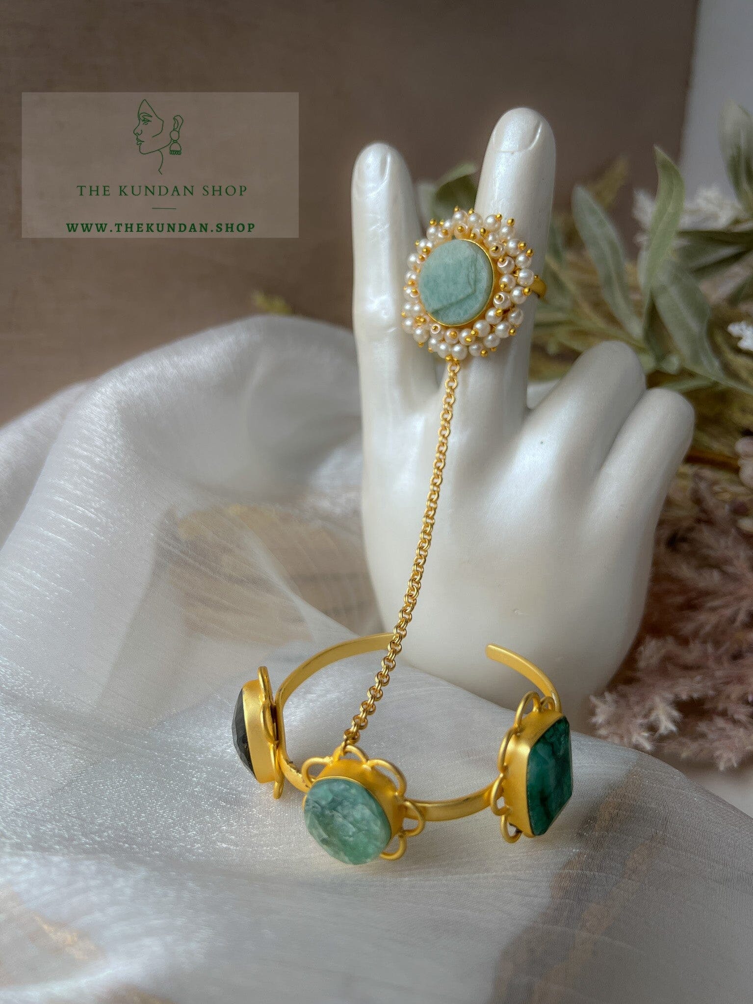Indian Bollywood Crystal Kundan Finger Ring Link Chain Bracelet: Product  Details - Export Portal