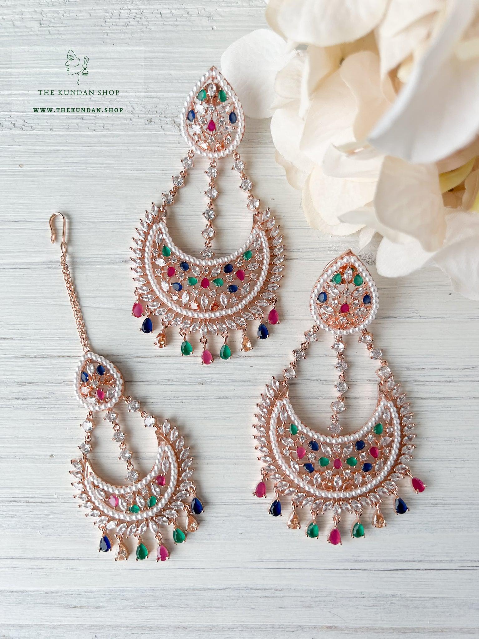 Khoobsurat Traditional Antique Gold Plated Earrings Tikka Set –  KaurzCrown.com