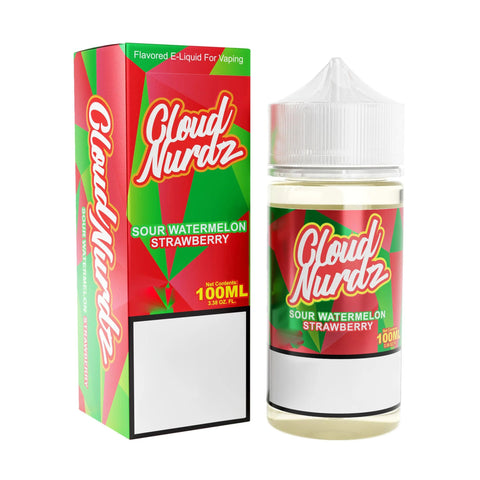 Cloud Nurdz | Sour Watermelon Strawberry 100ml bottle and box