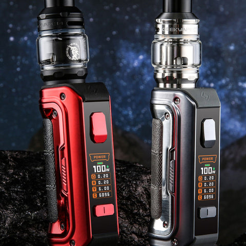 Geekvape Aegis Max 2 Max100 Kit with red and silver kits standing up