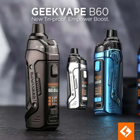 Geekvape Boost 2 B60 Pod Mod Kit | 2000mAh with 3 kits that are black, blue and silver