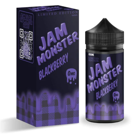 jam monster blackberry e-liquid 100ml bottle and box